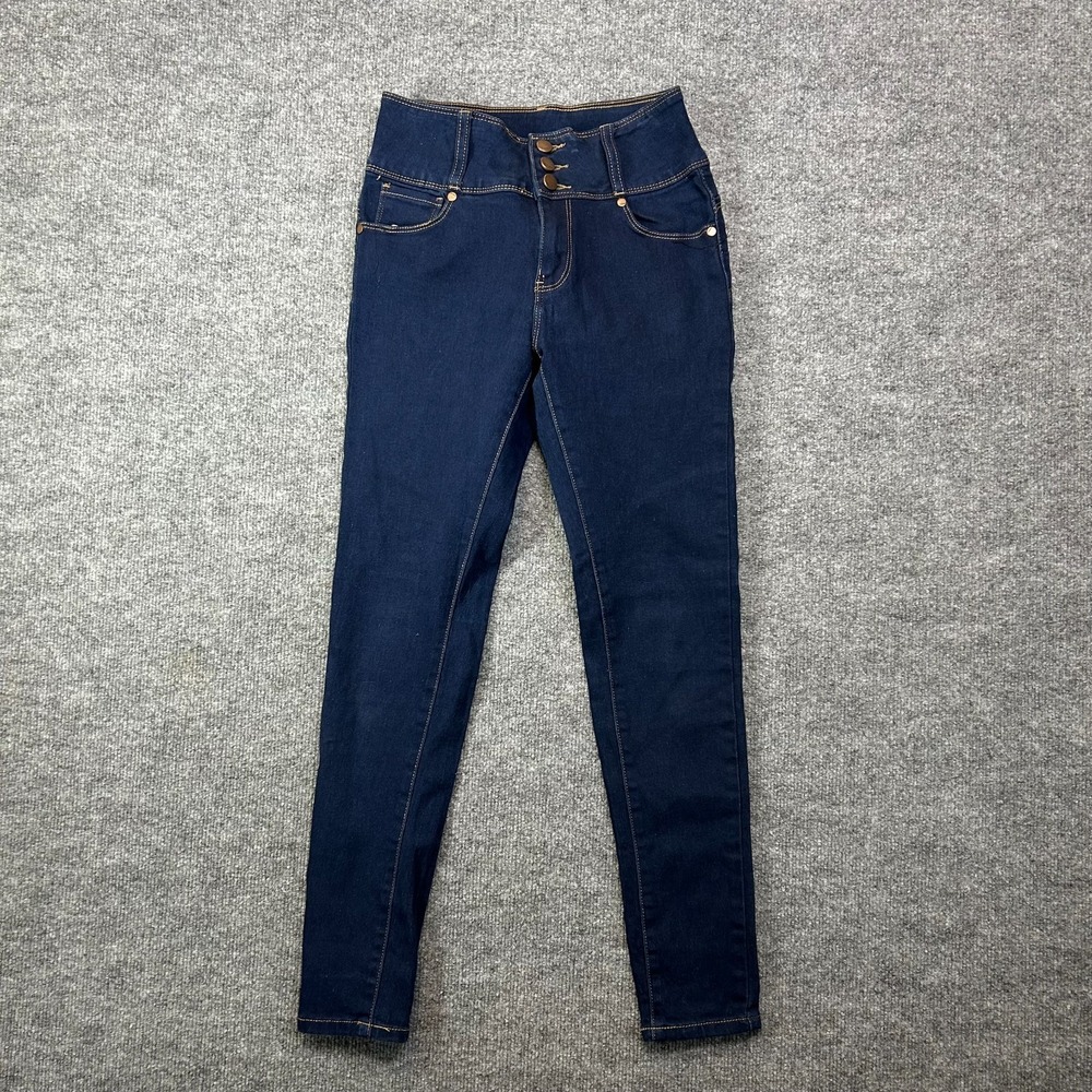 L'square Skinny Jeans Women's Blue Denim Stretch Three‎ Button Front - 26X27